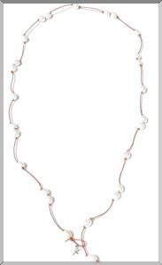 freshwater pearls on knotted 'dirt' leather