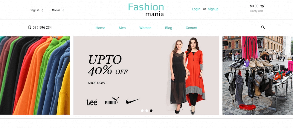 Fashion Mania Free Ecommerce Website Templates