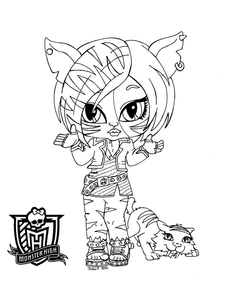 Monster Toralei Stripe With Pets Coloring Pages