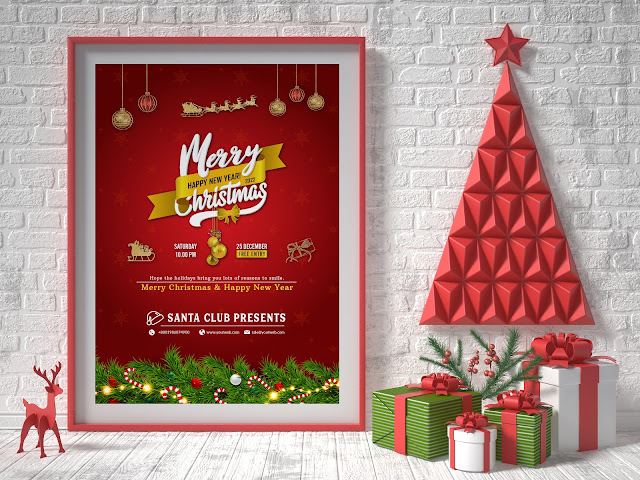 Merry Christmas Poster Design | Happy New Year Graphic Design