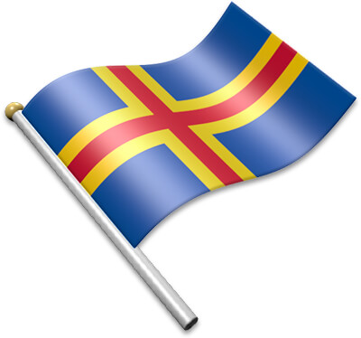 The Aland-Island  flag on a flagpole clipart image