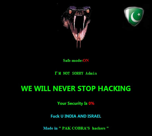 6 Indian websites Hacked By PAK COBRA'S