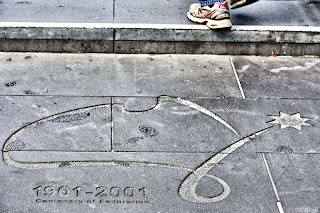 Map of Australia etched into the steps at Federation Square