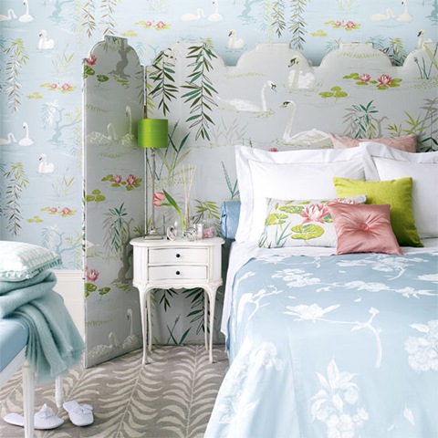 bedroom swans scandinavian chic