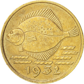 Danzig Coins 5 Pfennig 1932 Turbot fish