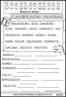 Classificar palavras com letra D