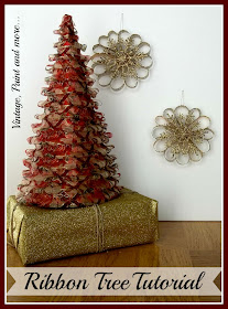 Vintage, Paint and more... DIY cone trees made on a budget with ribbon and poster board