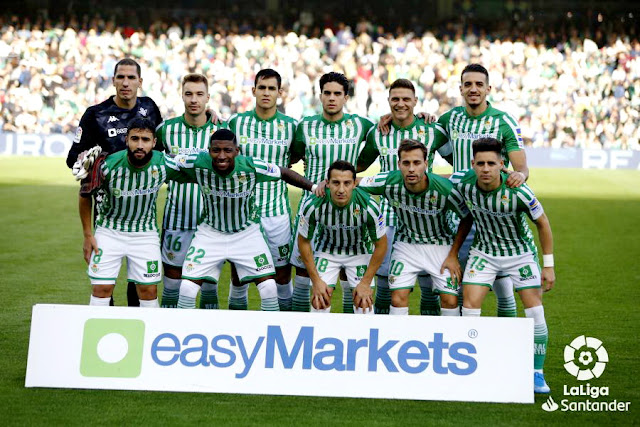 REAL BETIS BALOMPIÉ. Joel, Loren, Mandi, Bartra, Joaquín, Feddal. Fekir, Emerson, Andrés Guardado, Sergio Canales y Álex Moreno. REAL BETIS BALOMPIÉ 1 CLUB ATLÉTICO DE MADRID 2. 22/12/2019. Campeonato de Liga de 1ª División, jornada 18. Sevilla, estadio Benito Villamarín, 52.017 espectadores. GOLES: 0-1: 58’, Ángel Correa. 0-2: 84’, Álvaro Morata. 1-2: 90+3’, Marc Bartra.