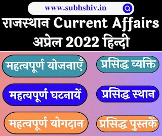 Rajasthan current affairs April 2022 in hindi (Best, Important & useful)