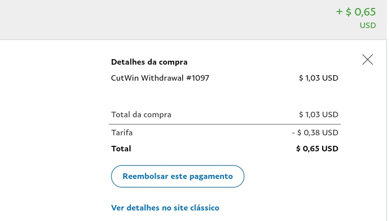 prova de pagamento CutWin