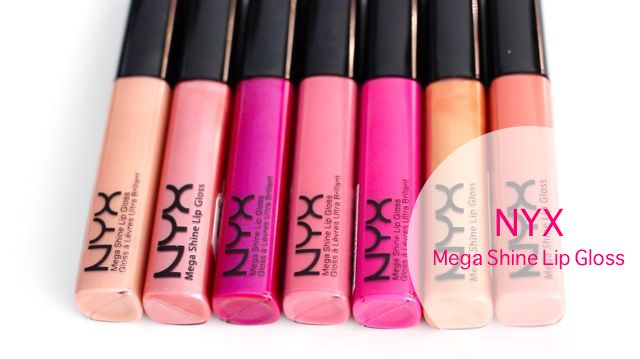 NYX Mega Shine Lip Gloss Swatches in Sugar Pie, French Kiss, African Queen, Beige, Dolly Girl, Rust, Smokey Look