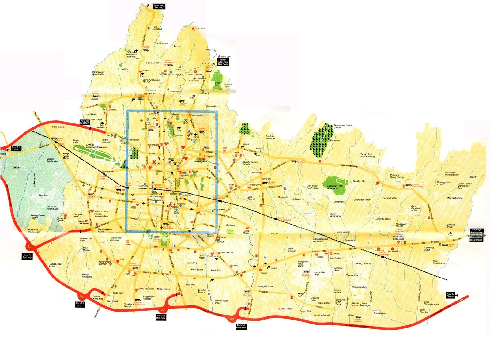 AMAZING INDONESIA BANDUNG  CITY TOURISM MAP 