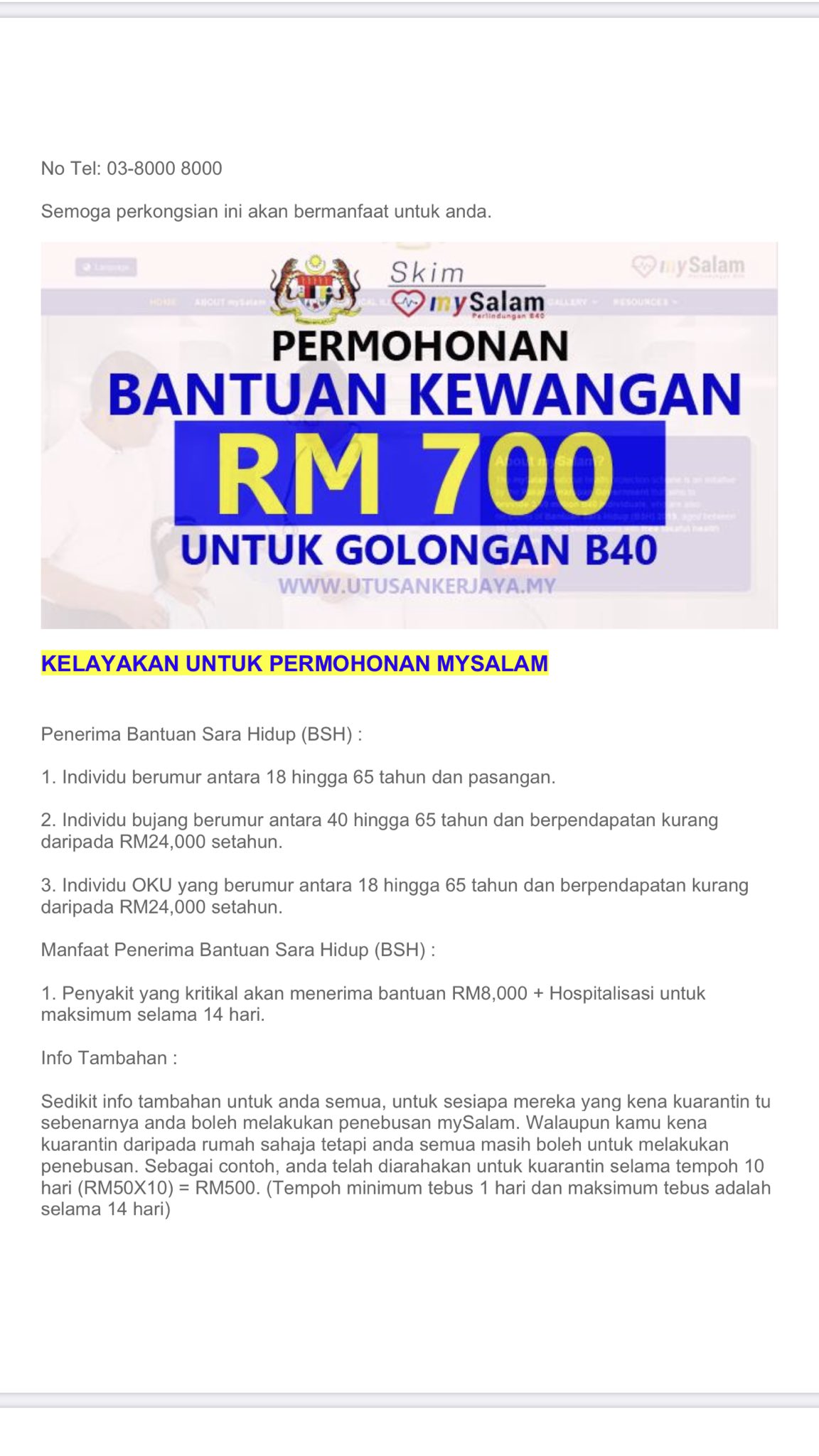 senarai bantuan kerajaan 2021 terkini b40 m40