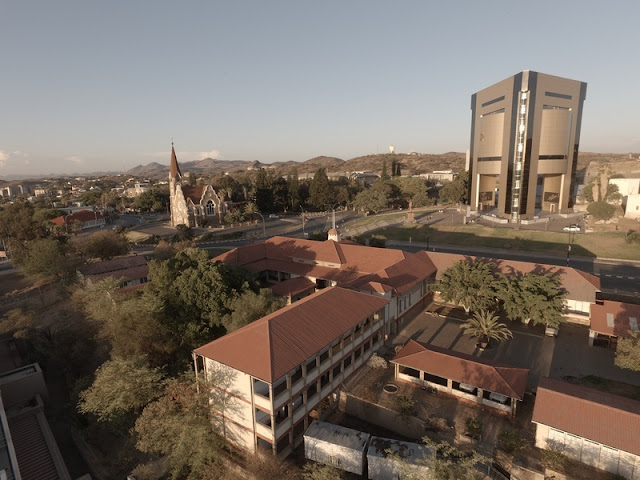 Namibia: flying over center of Windhoek - aerial photo gallery