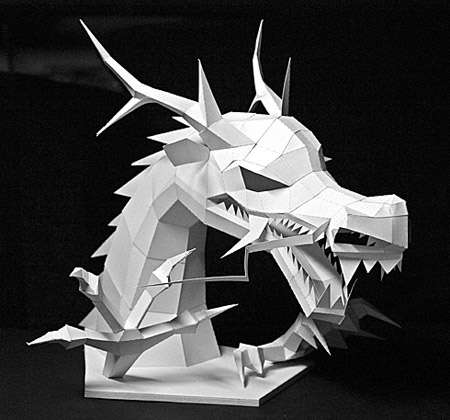 Traditional Asian Dragon Papercraft Bust