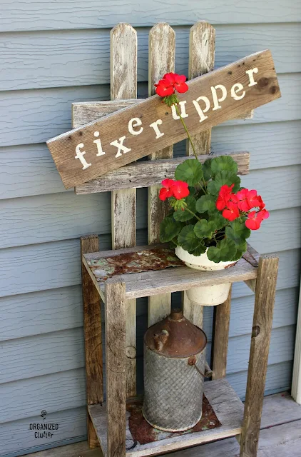 A Junk Garden Fixer Upper Plant Stand www.organizedclutter.net