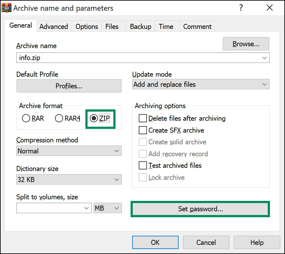 5-Archive-name-and-parameters