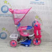 Sepeda Roda Tiga Family F9457T Suspensi Musik Dobel Penguin & Bintang Pink