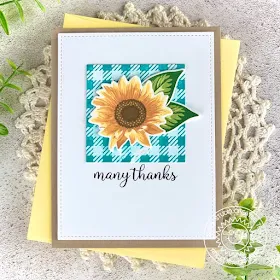 Sunny Studio Stamps: Frilly Frame Dies Sunflower Fields Thank You Card by Angelica Conrad