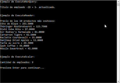 Ejecución de comandos SQL y procedimientos almacenados