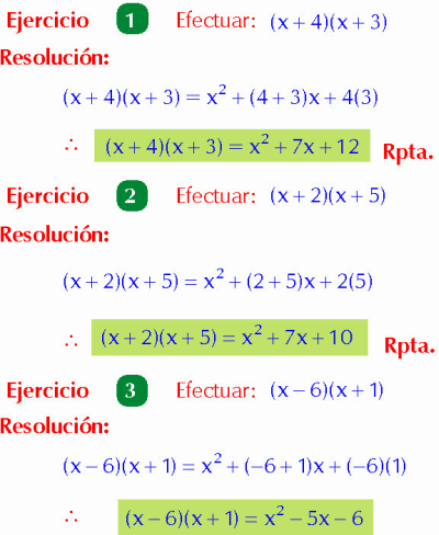 Binomios Con Termino Comun Ejercicios Resueltos De Productos