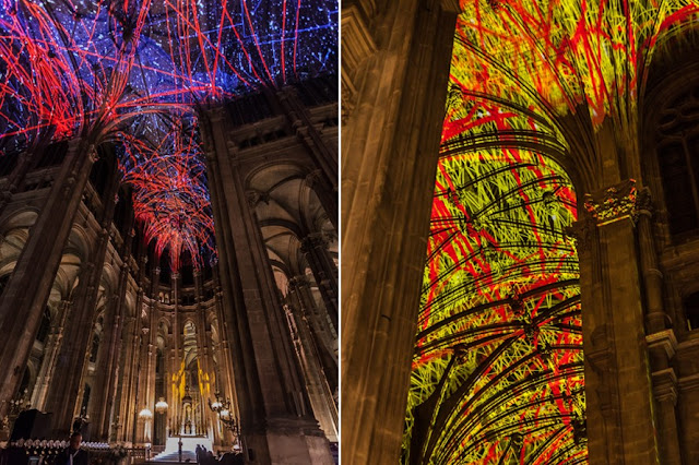 Green Pear Diaries, arte, Miguel Chevalier, Voûtes Célestes, Iglesia de Saint Eustache, Nuit Blanche, París