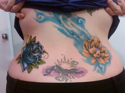 lower back rose tattoos. Lower Back Blue Roses Tattoos