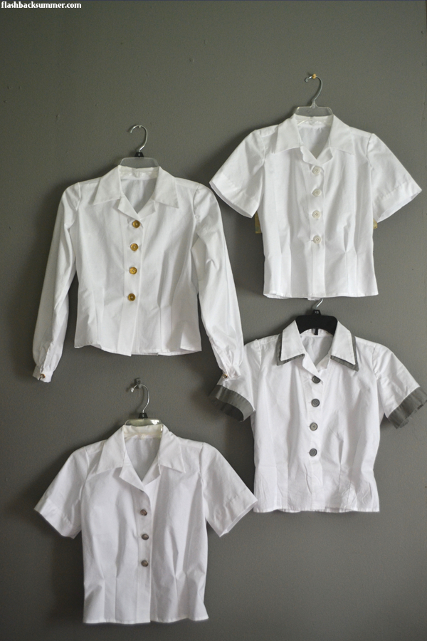 Flashback Summer: 1940s White button down blouses - vintage button up shirt