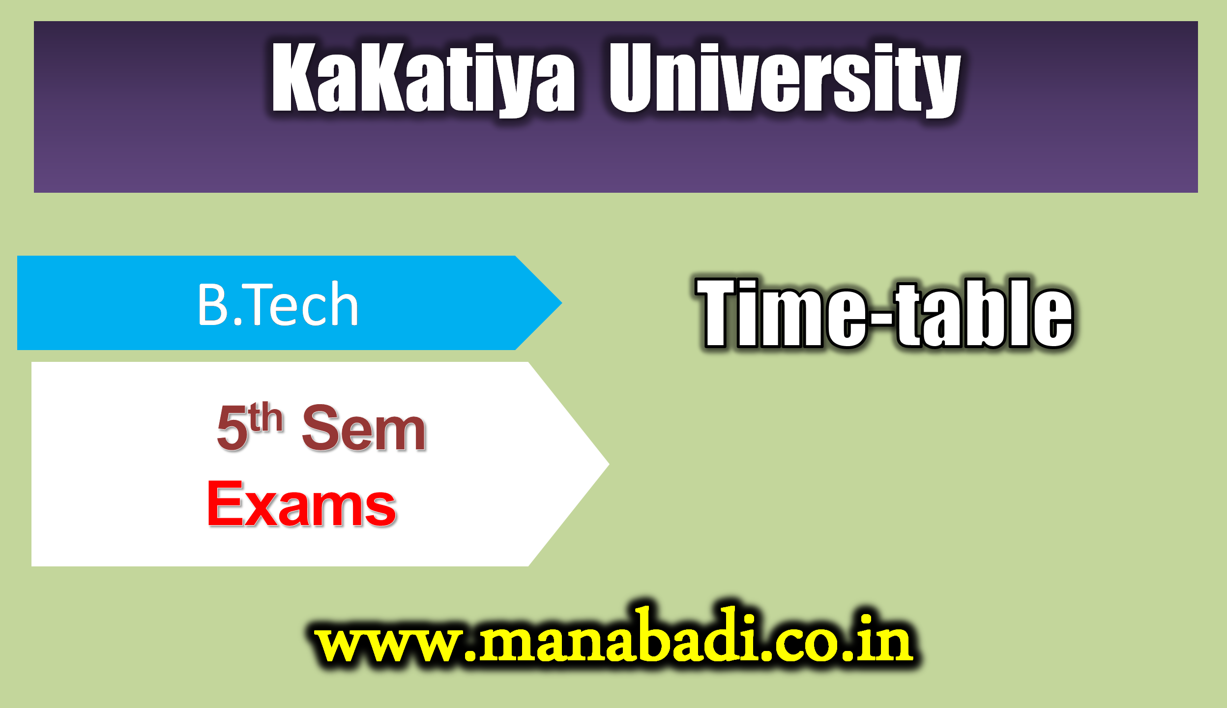 Kakatiya University B.TECH, 5th-Sem (CBCS) (For Reg, Ex & Improvement) Exam Dec-2023 Time-table