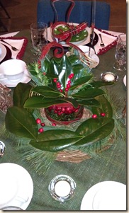 Magnolia leaf centerpiece 12-15-11
