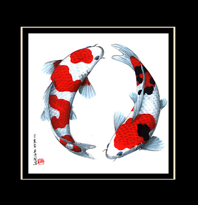 Original Painting Artwork Double Auspicious KOI