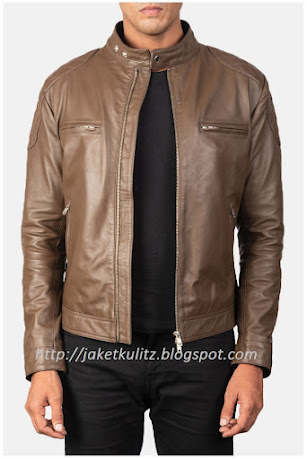 Model Jaket Kulit Warna Coklat Kerah Shanghai