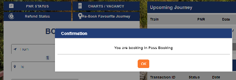 you are booking in pass booking