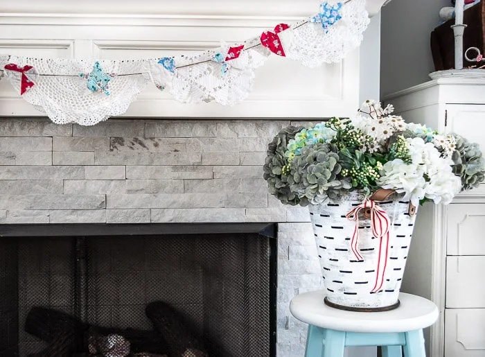 patriotic garland from vintage quilt