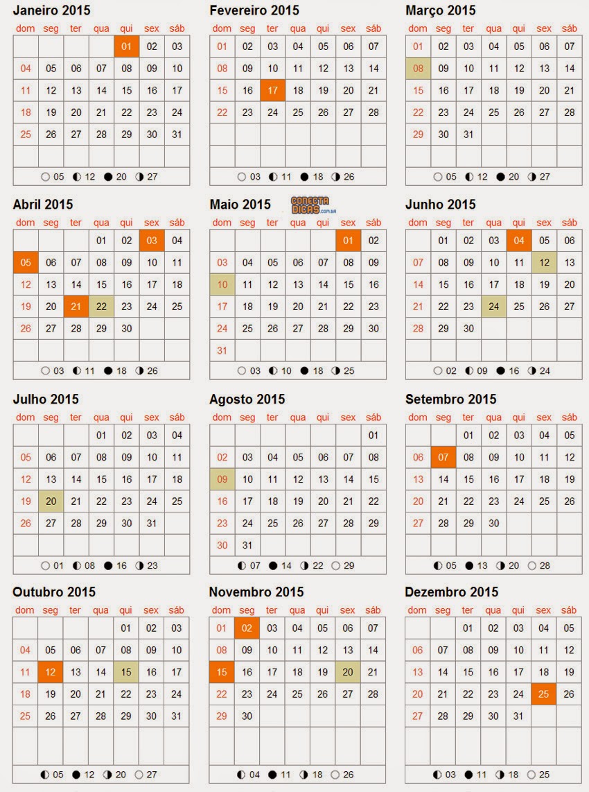 Calendário 2017 Todos os Feriados e Datas Comemorativas de 2017