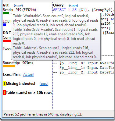 Query I/O cost