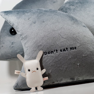 Shark fin plush pillow by Flat Bonnie - don't eat me - back