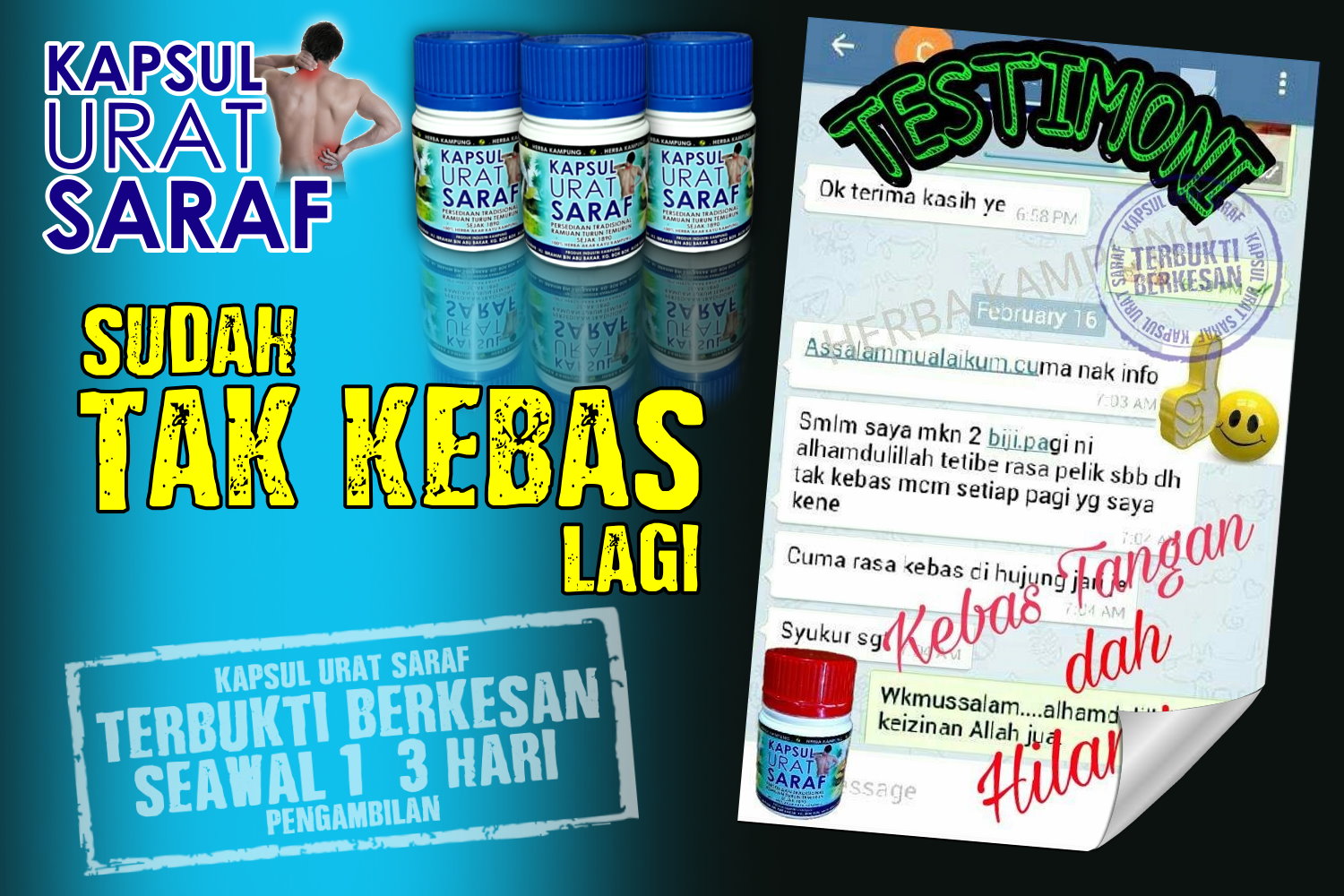 Kapsul Urat Saraf ( 100% Herba Akar Kayu Kampung )