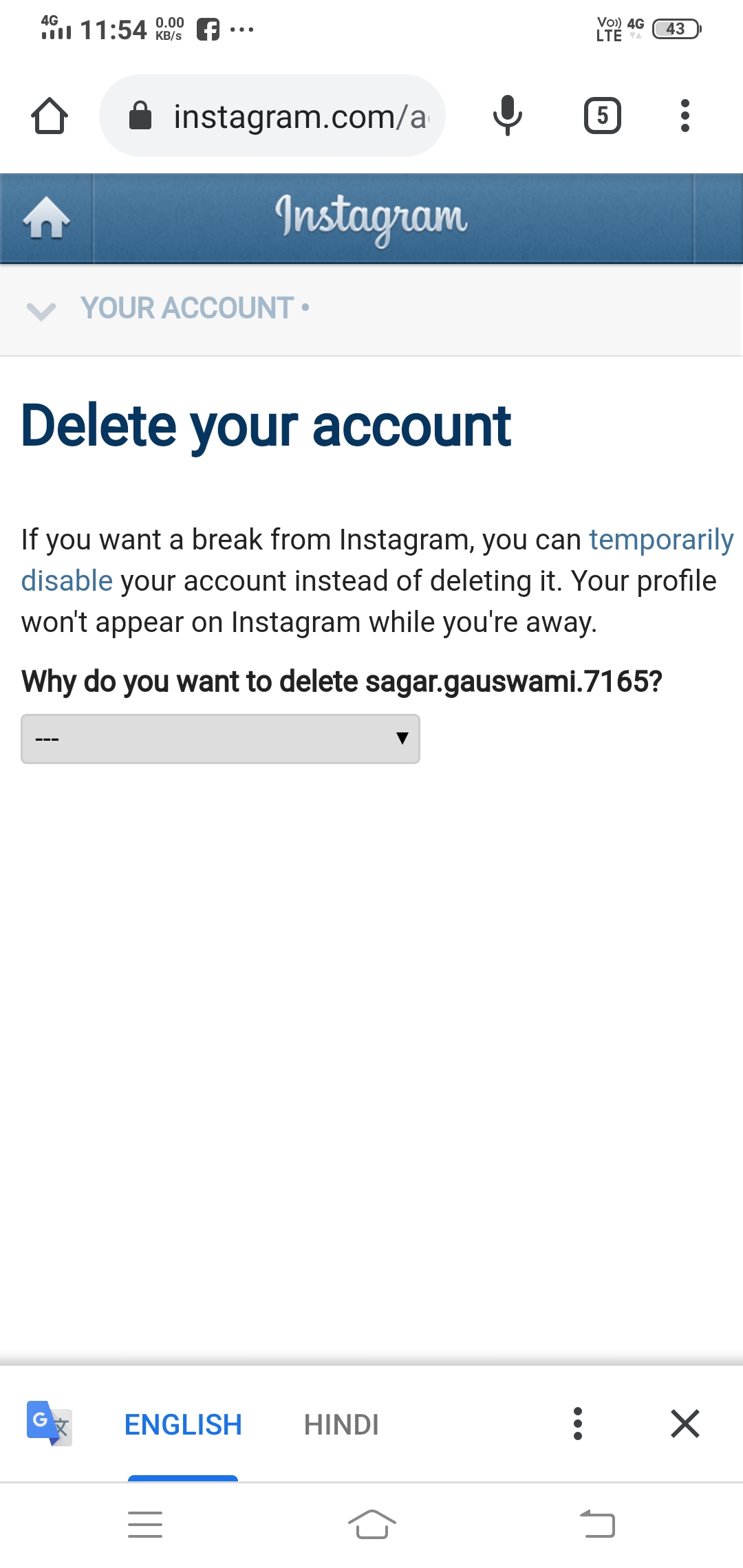 instagram account permanently delete kaise kare in hindi