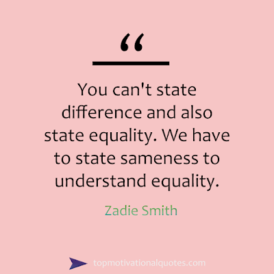 You can't state difference and also state equality. We have to state sameness to understand equality. Inspiring Quote By Zadie Smith