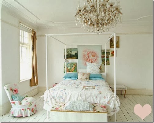 shabby chic bedroom white roses