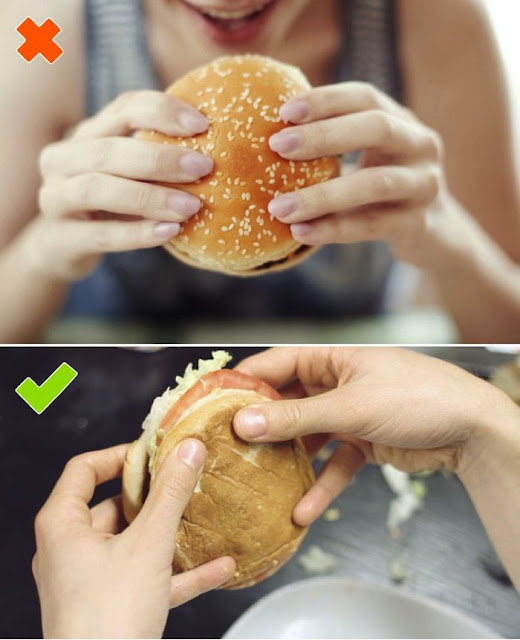 Hasil gambar untuk cara memakan burger Yang benar