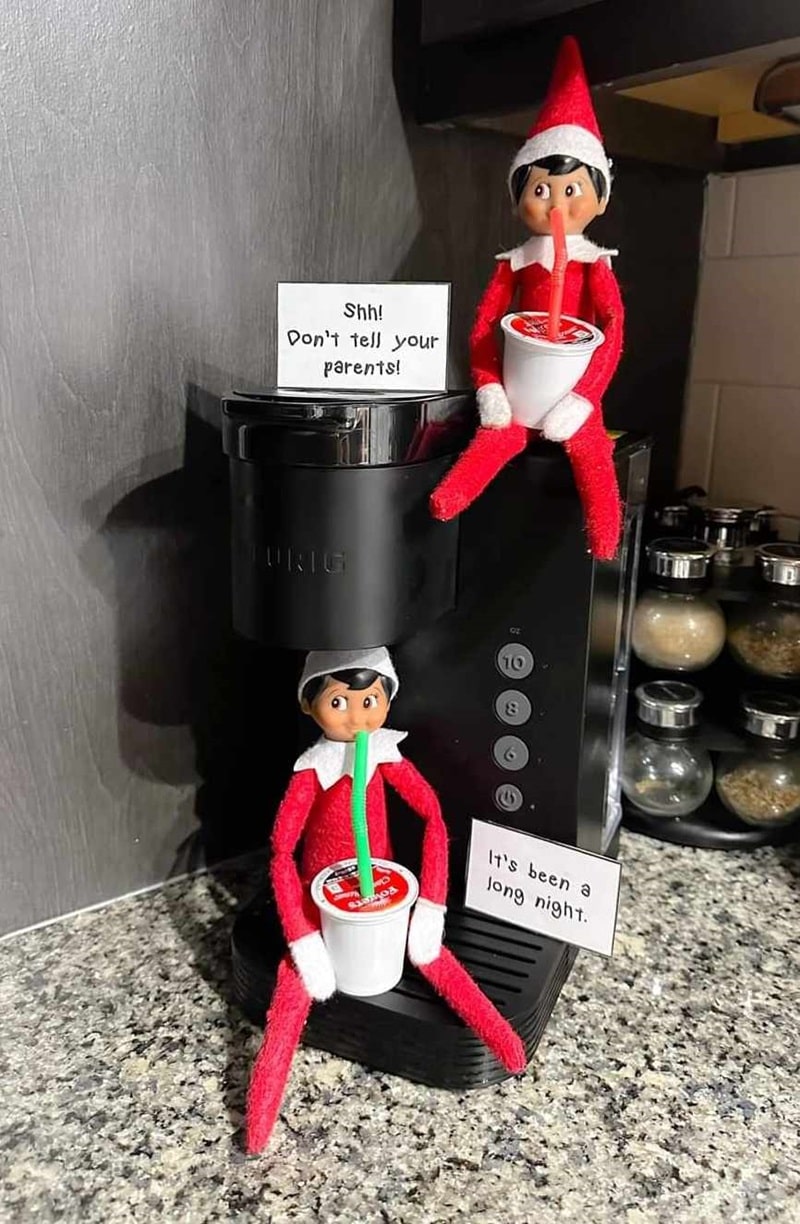 elf shot of coffee idea.