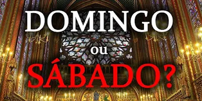 imagem de uma igreja católica com a frase: domingo ou sábado