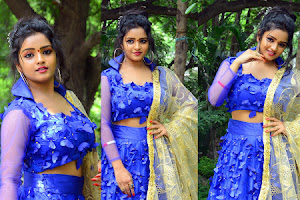 KARUNYA CATHERIN TELUGU ACTRESS BLUE DRESS PHOTOS IN HIGH QUALITY