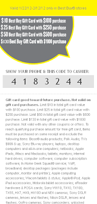 Get 10$ 25$ 50$ 130$ gift card from Best buy RZ coupons code start 1/22/2012-2/12/2012