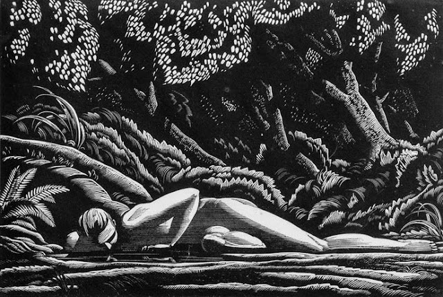 Rockwell Kent Forest Pool Wood Engraving, 1927 5 1/2 x 8 inches