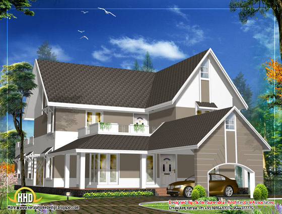 Sloping roof house design - 3305 Sq. Ft. (307 Sq. M. )(367 Square Yards) - March 2012