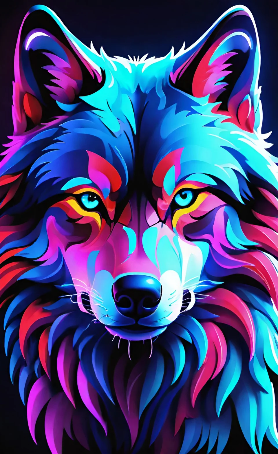 صورة ذئب ملونة