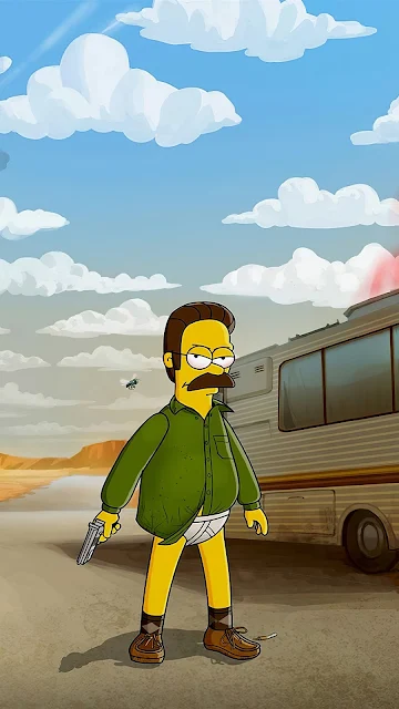 Plano de Fundo Bart e Ned Flanders